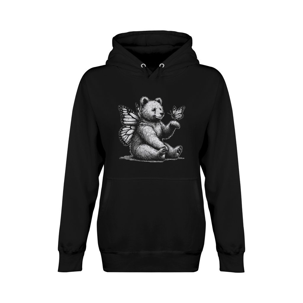 Bear With Butterfly Wings Vintage D White GR2 Unisex Premium Pullover Hoodie
