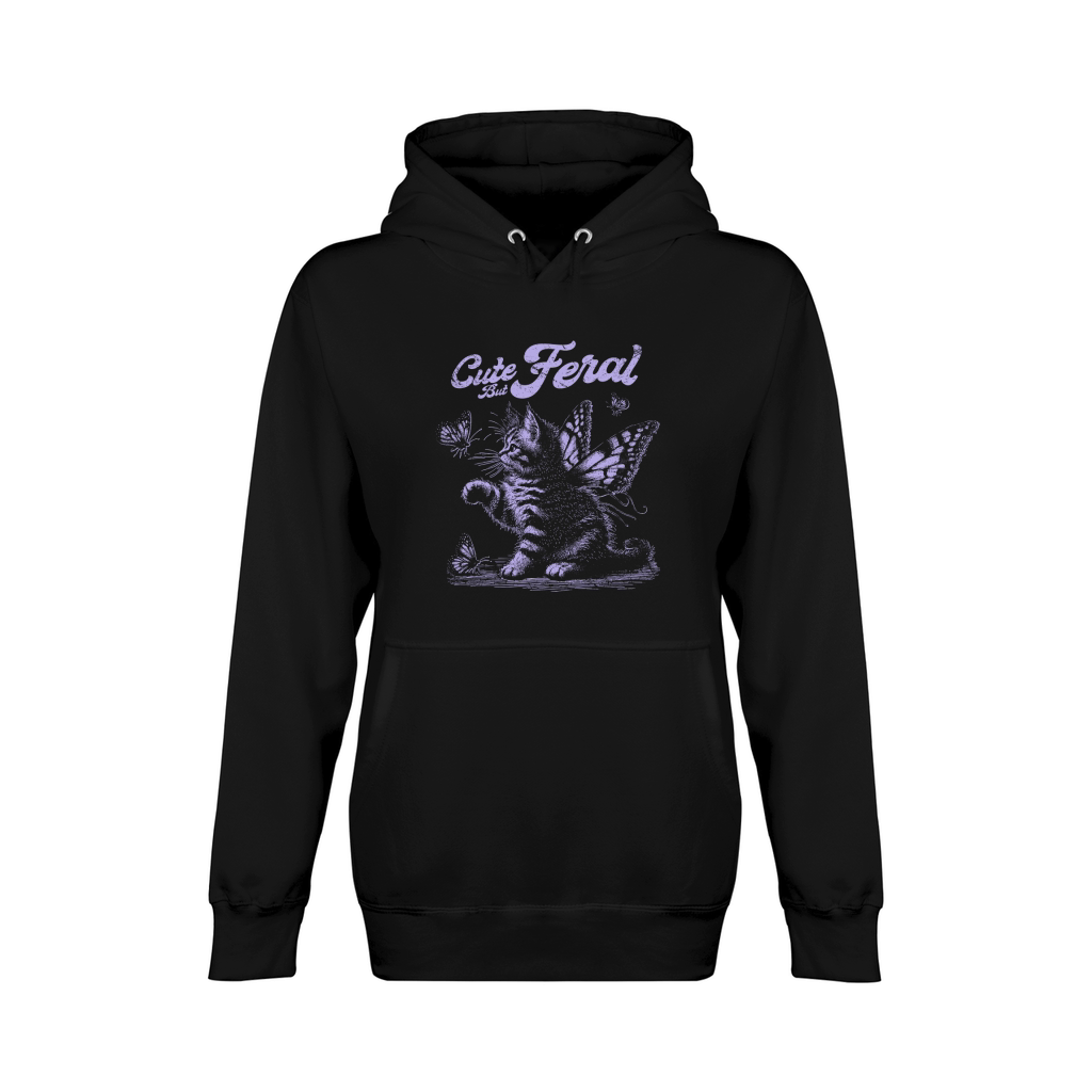 Kitty Cat with Butterfly Wings D Violet GR Unisex Premium Pullover Hoodie