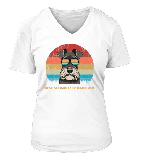 Dog Vintage Best Schnauzer Dad Ever Father Day Vintage Sunglas V-neck T-Shirt Woman