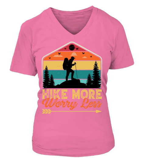 Hike More Worry Less Hiking T Shirt Design (1) V-neck T-Shirt Woman