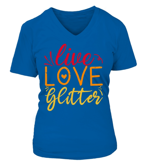 Live Love Glitter Crafting Lover Retro Vintage V-neck T-Shirt Woman