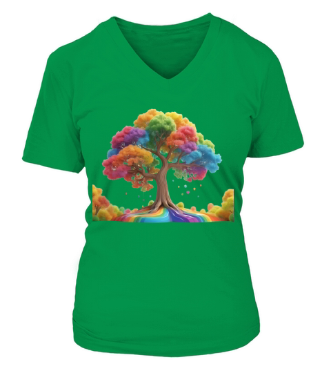 Magical Rainbow Tree Sublimation Bundle 03 V-neck T-Shirt Woman