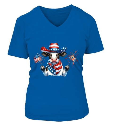 Sparklers and stripes 02 V-neck T-Shirt Woman