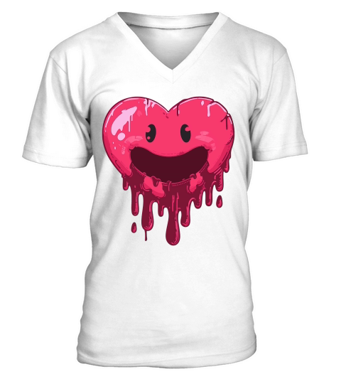 Cute Heart Face Melting V-Neck T-shirt