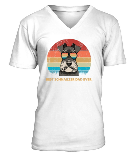 Dog Vintage Best Schnauzer Dad Ever Father Day Vintage Sunglas V-Neck T-shirt