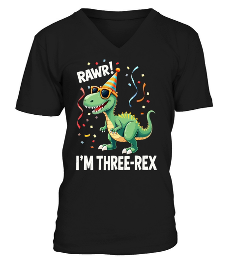 Im three rex rawr! V-Neck T-shirt