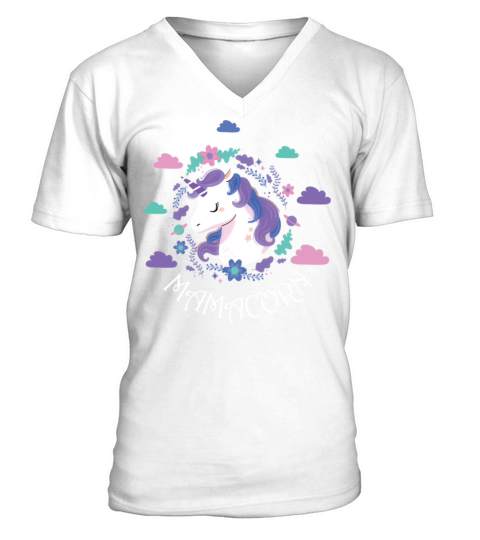 Unicorn Womens Funny Mamacorn Unicorn Costume Mom V-Neck T-shirt