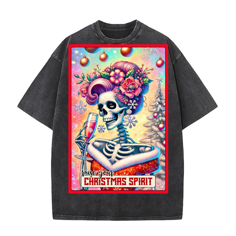 7.Christmas Skeleton Taro Cards Bundle Washed T-Shirt
