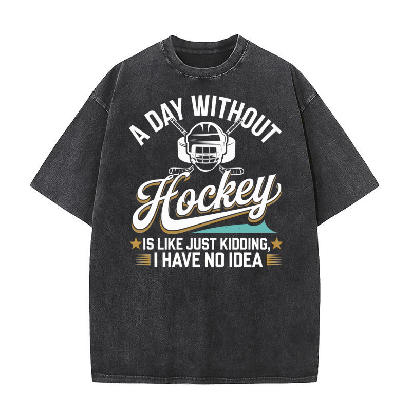 A Day Without Hockey Is Like Just Kidding I Have No Idea Washed T-Shirt