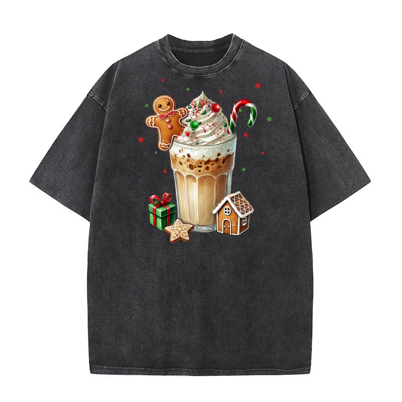Christmas Gingerbread Coffee Washed T-Shirt