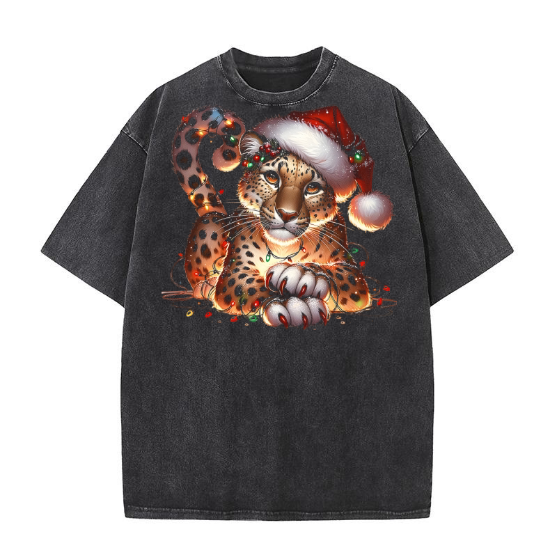 Christmas Leopard Washed T-Shirt