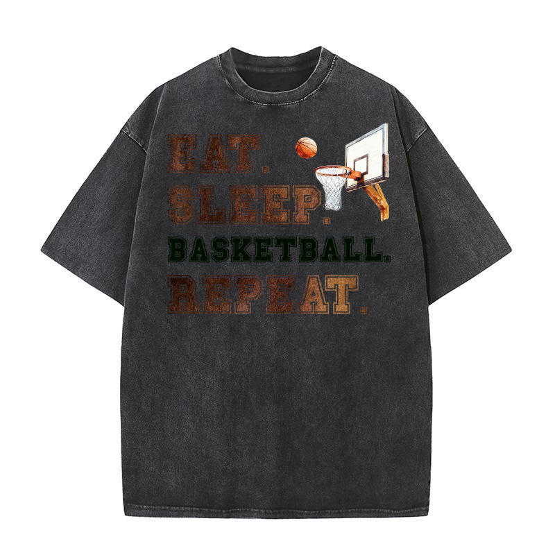 Eat Sleep Basketball repeat Washed T-Shirt