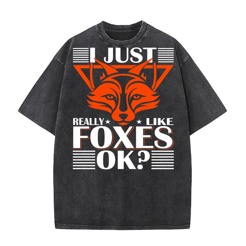 I Just Really Like Foxes OK Washed T-Shirt