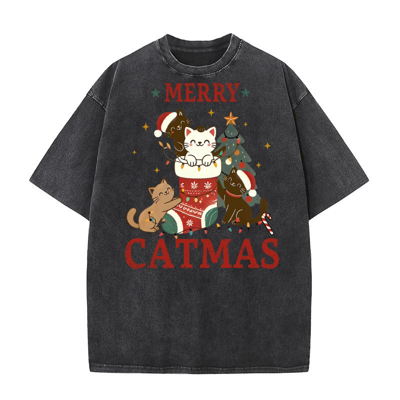 Merry Catmas Washed T-Shirt