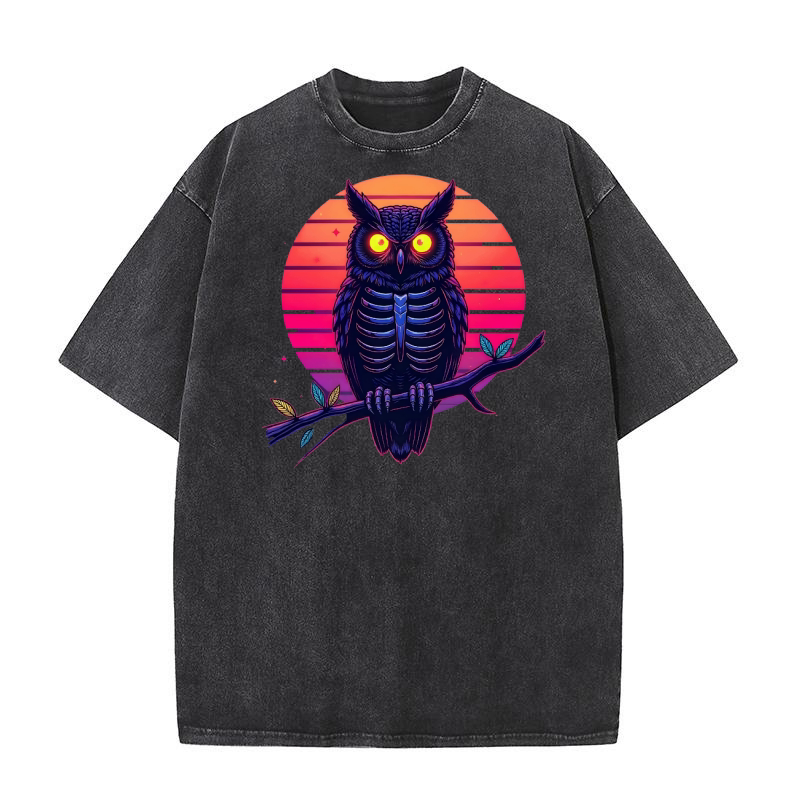 Owl Skeleton 02 Washed T-Shirt