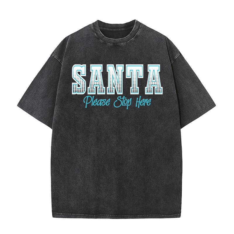 Santa, Please Stop Here Washed T-Shirt