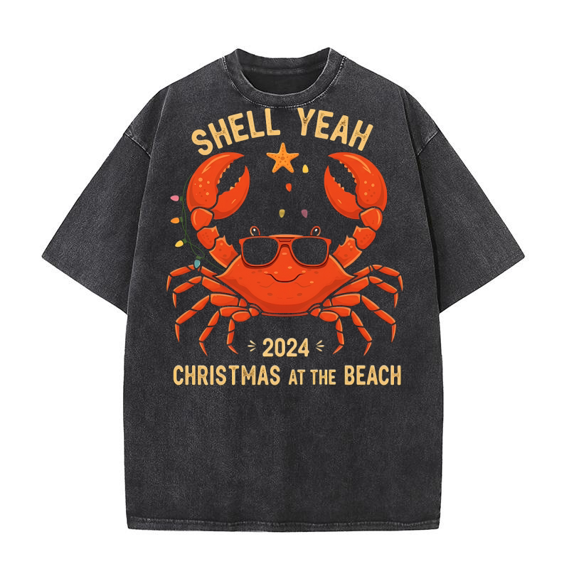 Shell Yeah Christmas At The Beach Washed T-Shirt