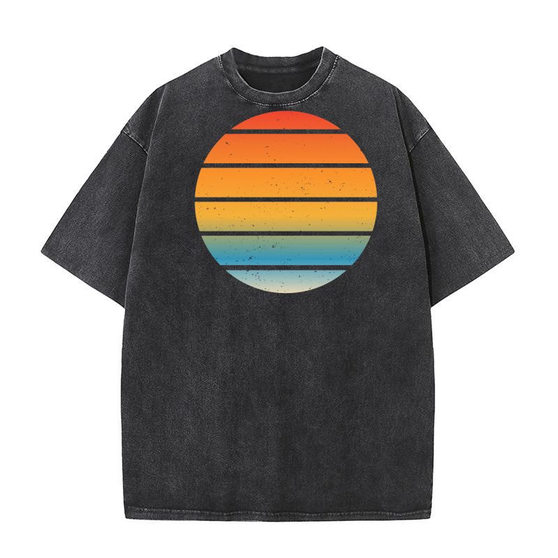 Vintage Retro Sunset (2) Washed T-Shirt