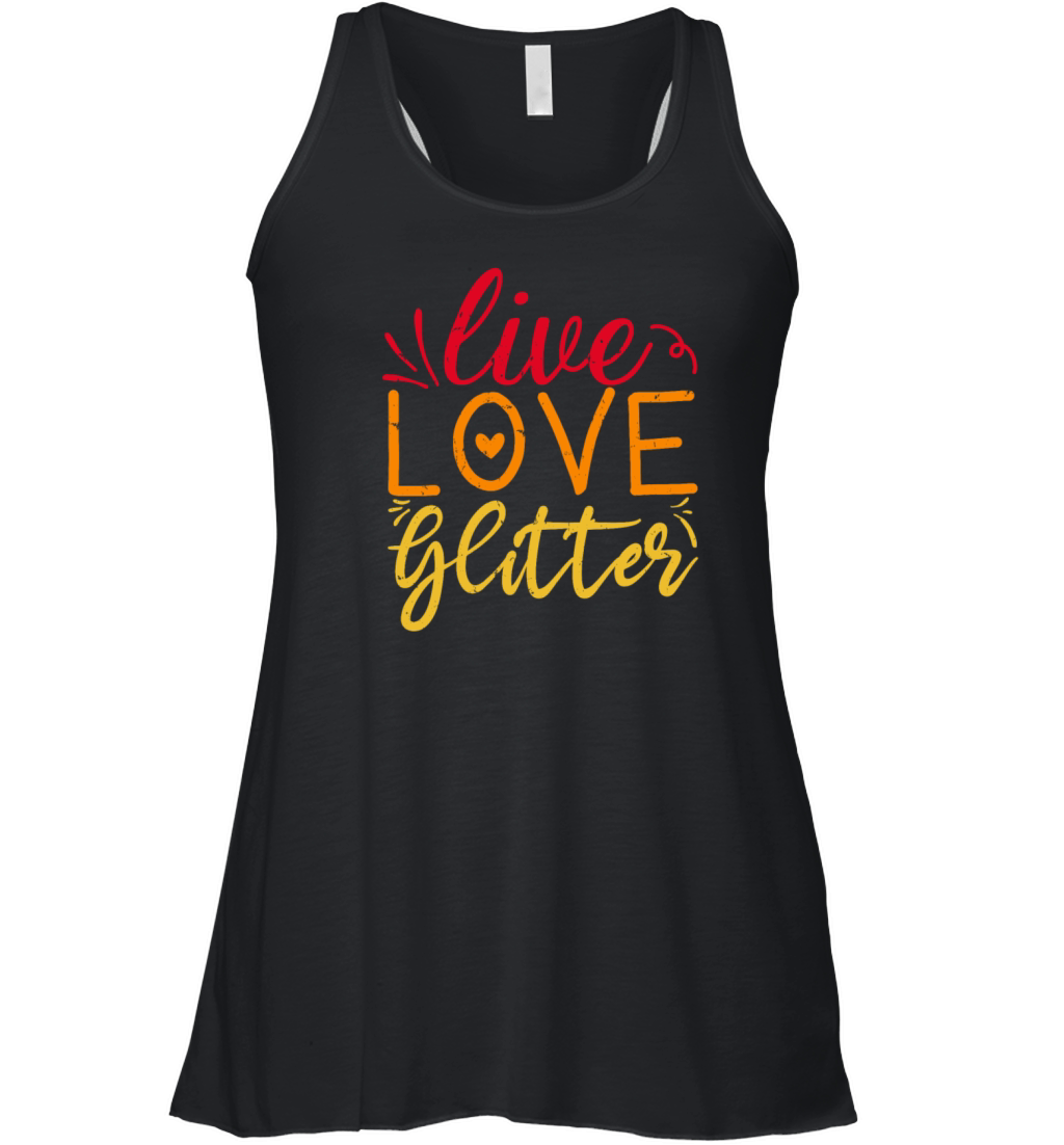 Live Love Glitter Crafting Lover Retro Vintage Women's Flowy Tank Top