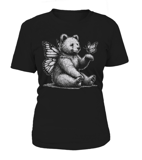 Bear With Butterfly Wings Vintage D White GR2 Women's T-Shirt