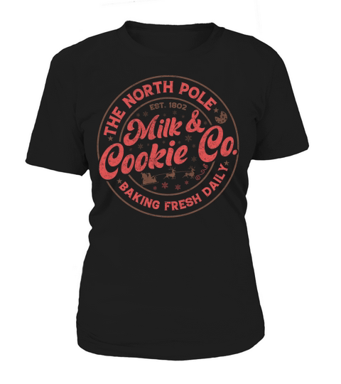 Vintage Christmas Sign The north pole milk & cookie co 300 Women's T-Shirt