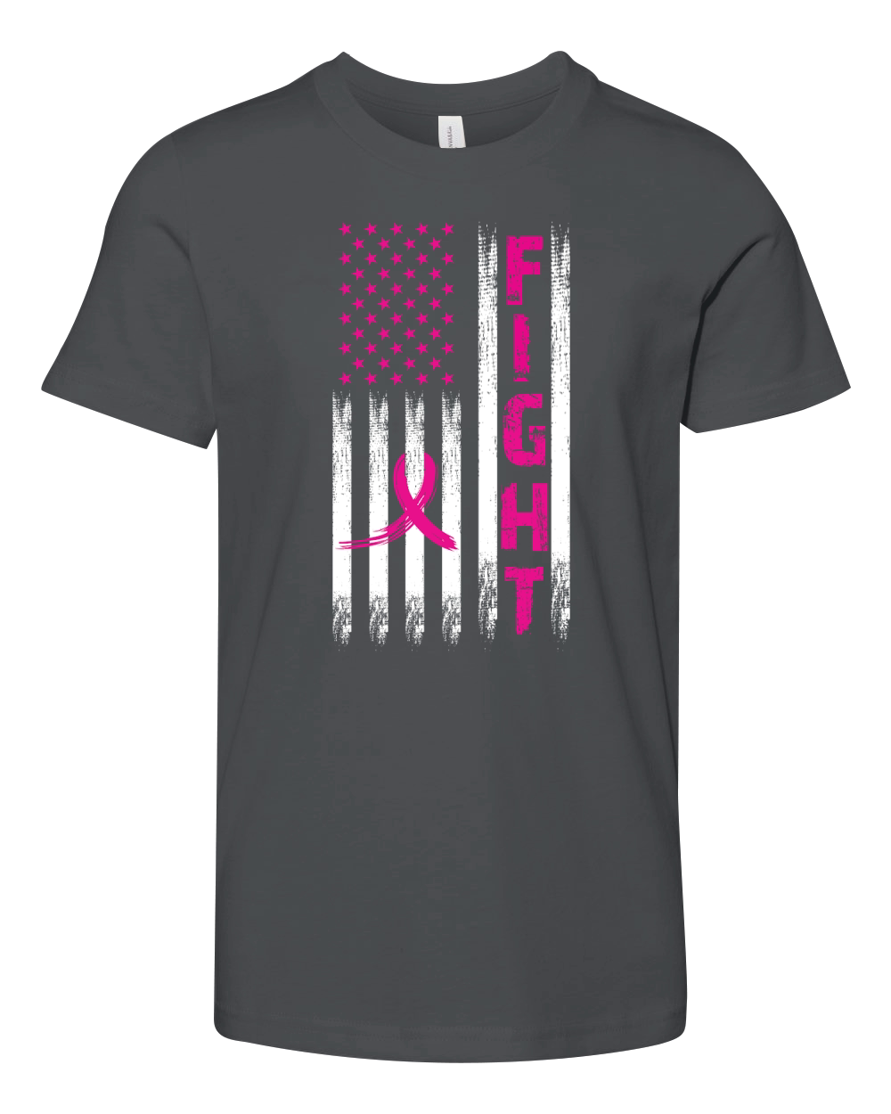 American Flag Breast Cancer Awareness Fight Youth Unisex Jersey Tee