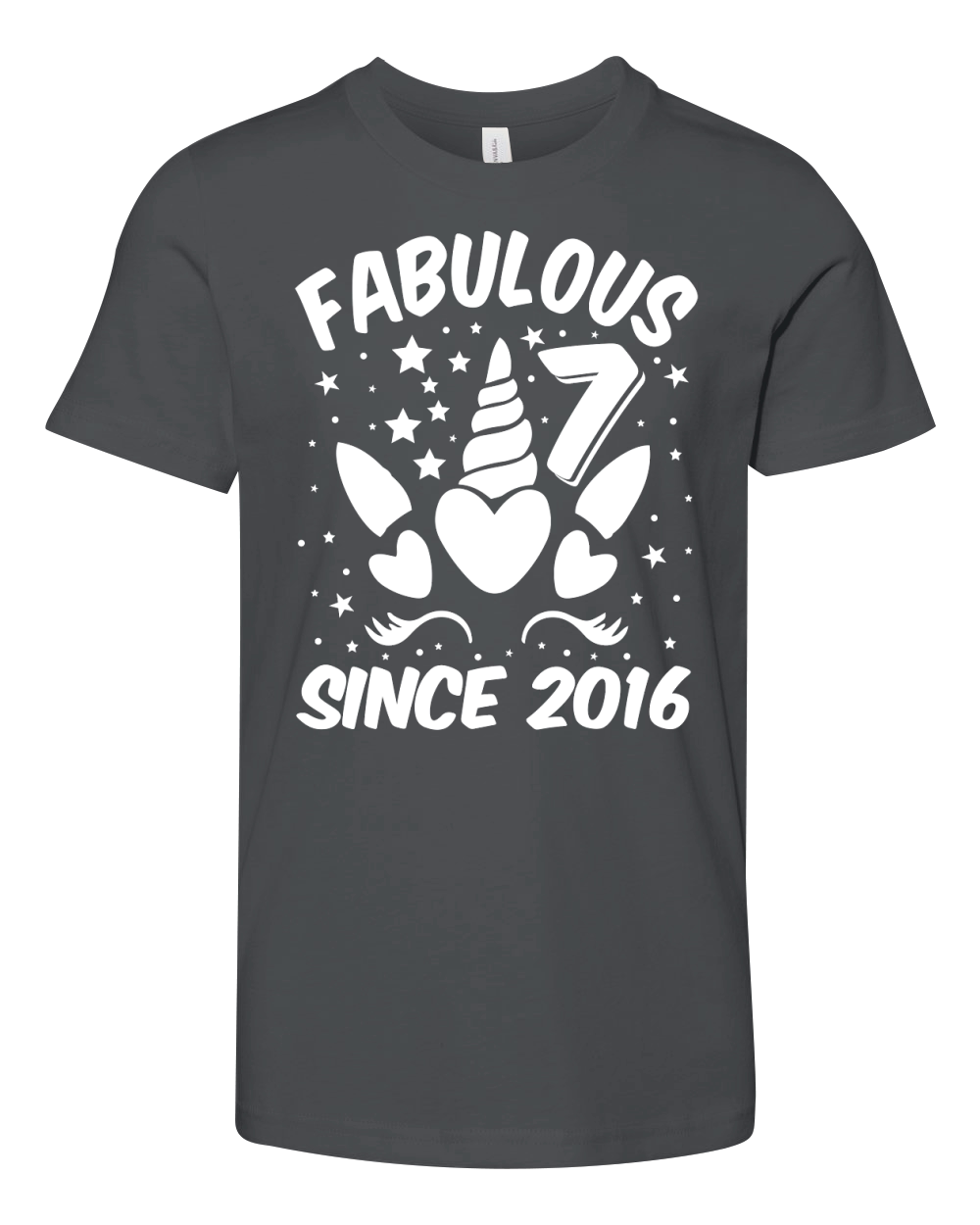 Fabulous 7 Since 2016 Unicorn Birthday T Shirt Design (2) Youth Unisex Jersey Tee