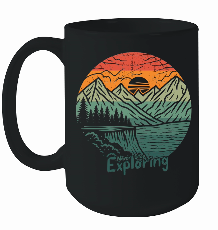 Exploring mountain adventure graphic vector art t shirt design Ceramic Mug