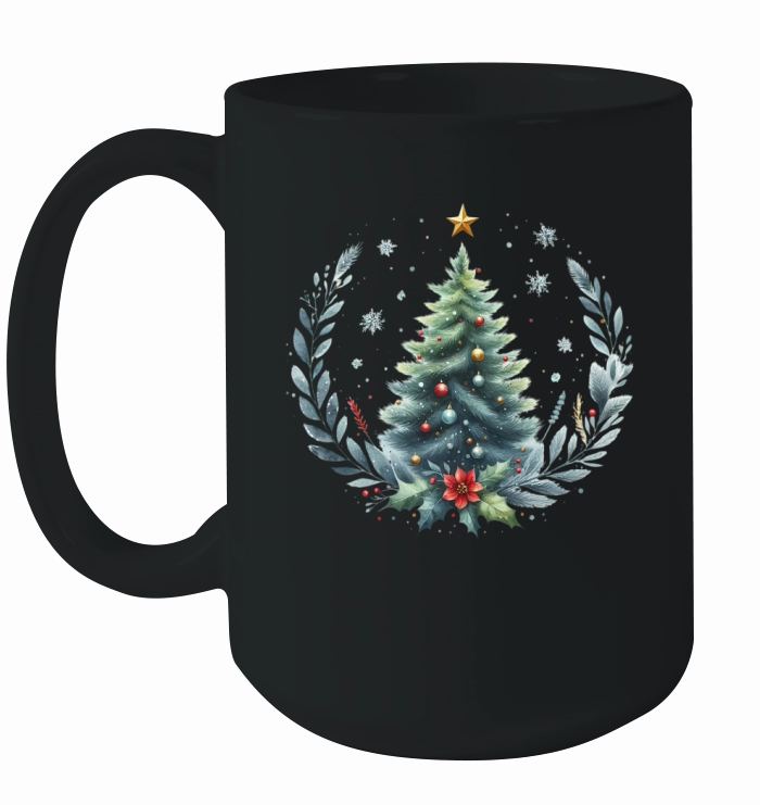 Watercolor Christmas tree Clipart Ceramic Mug