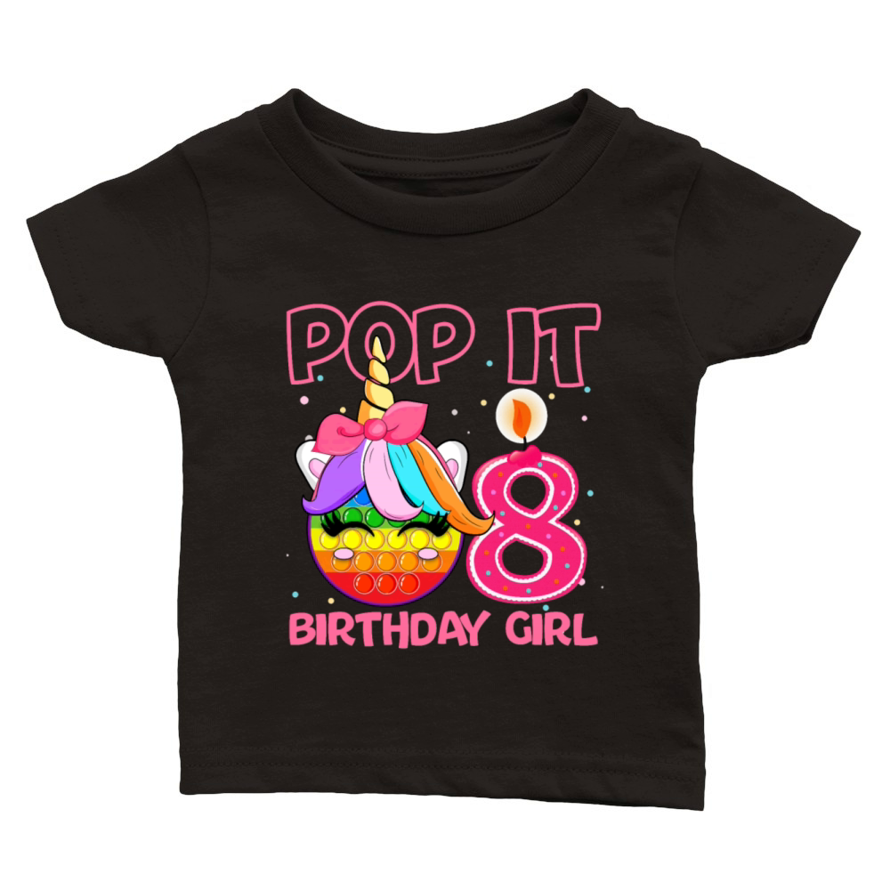 Birthday Girl Pop It 8th Birthday Unicorn Fidget Classic Baby Crewneck T-shirt