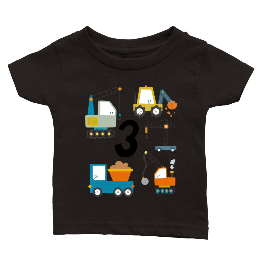 Childrens birthday birthday 3 construction Classic Baby Crewneck T-shirt