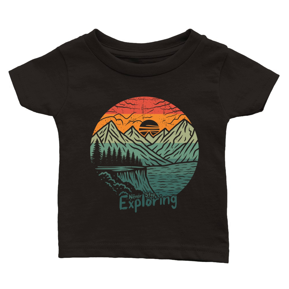 Exploring mountain adventure graphic vector art t shirt design Classic Baby Crewneck T-shirt