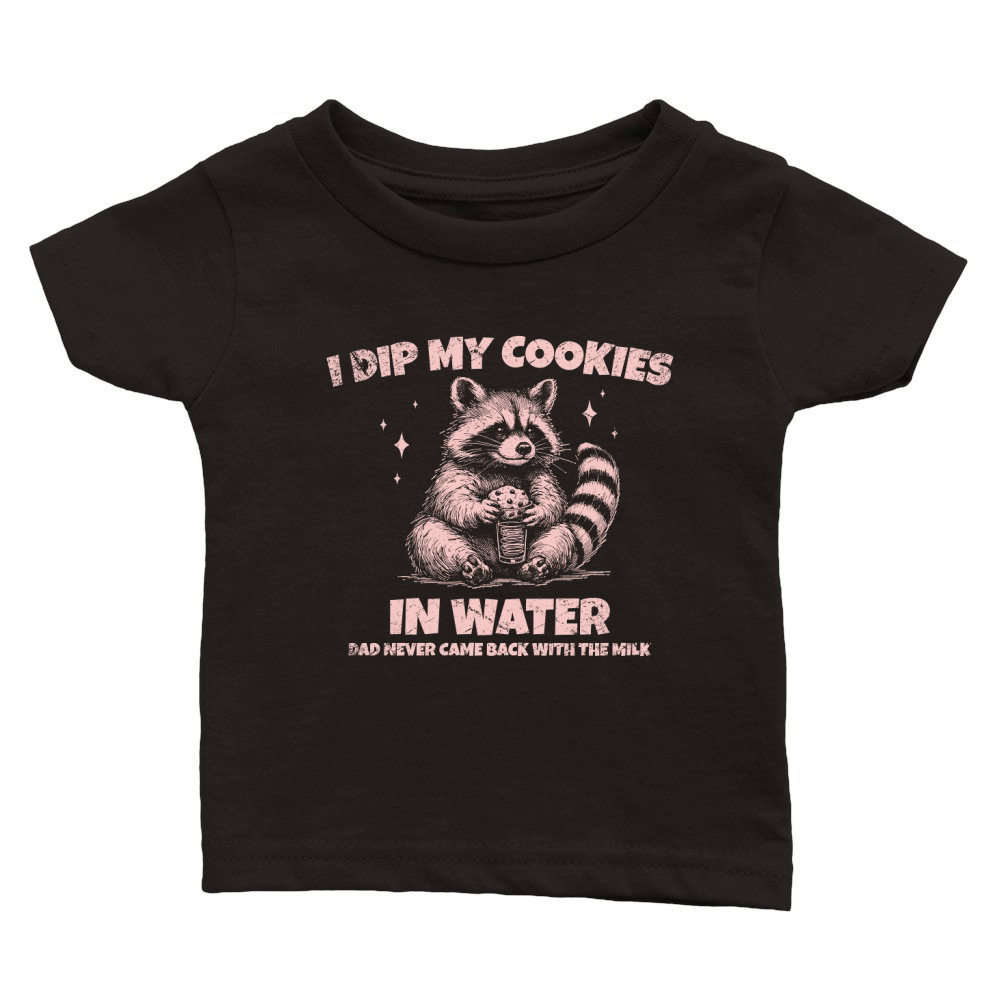 Raccoon Dip Cookie in Water D Pink GR Classic Baby Crewneck T-shirt