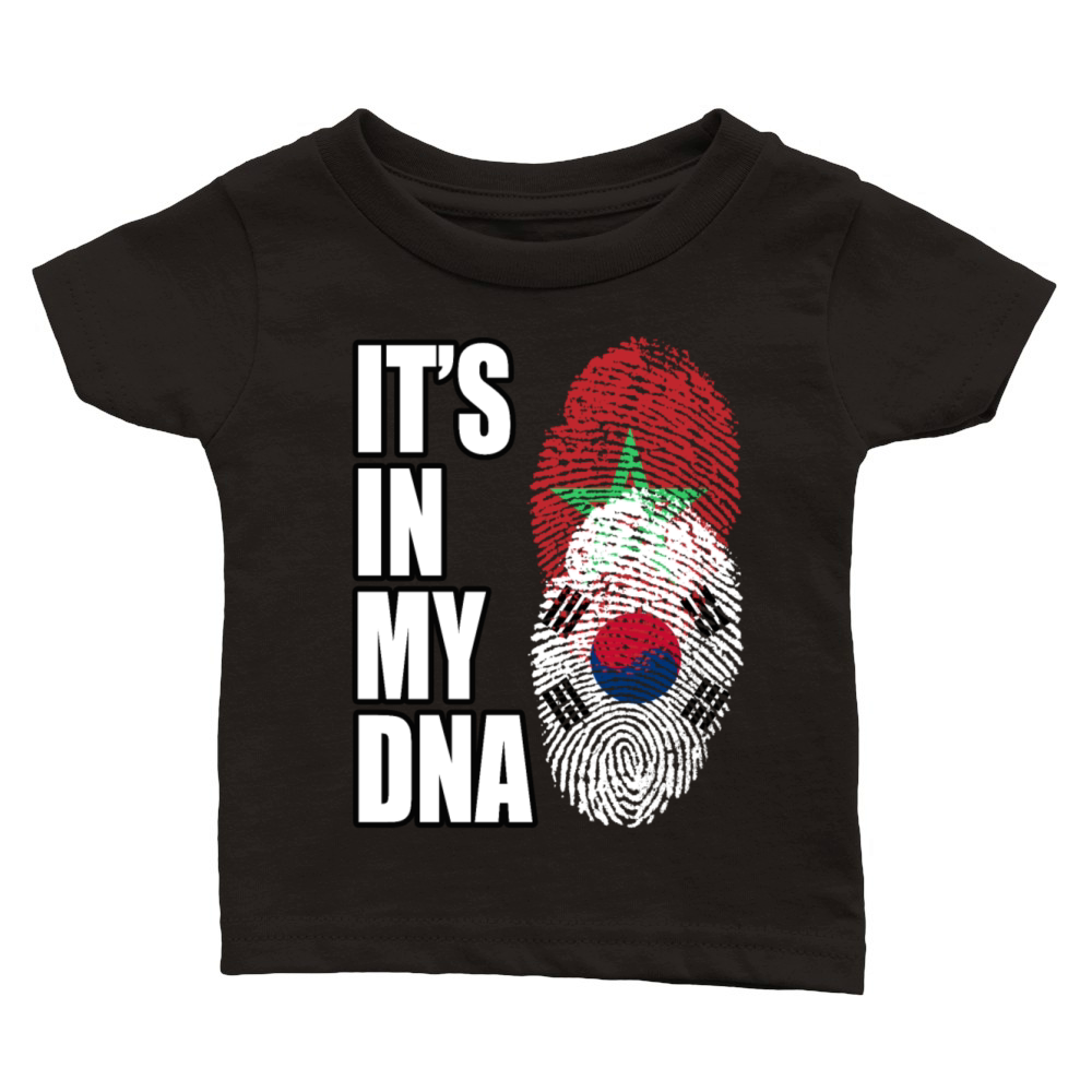 South Korean And Moroccan Mix DNA Flag Heritage Classic Baby Crewneck T-shirt