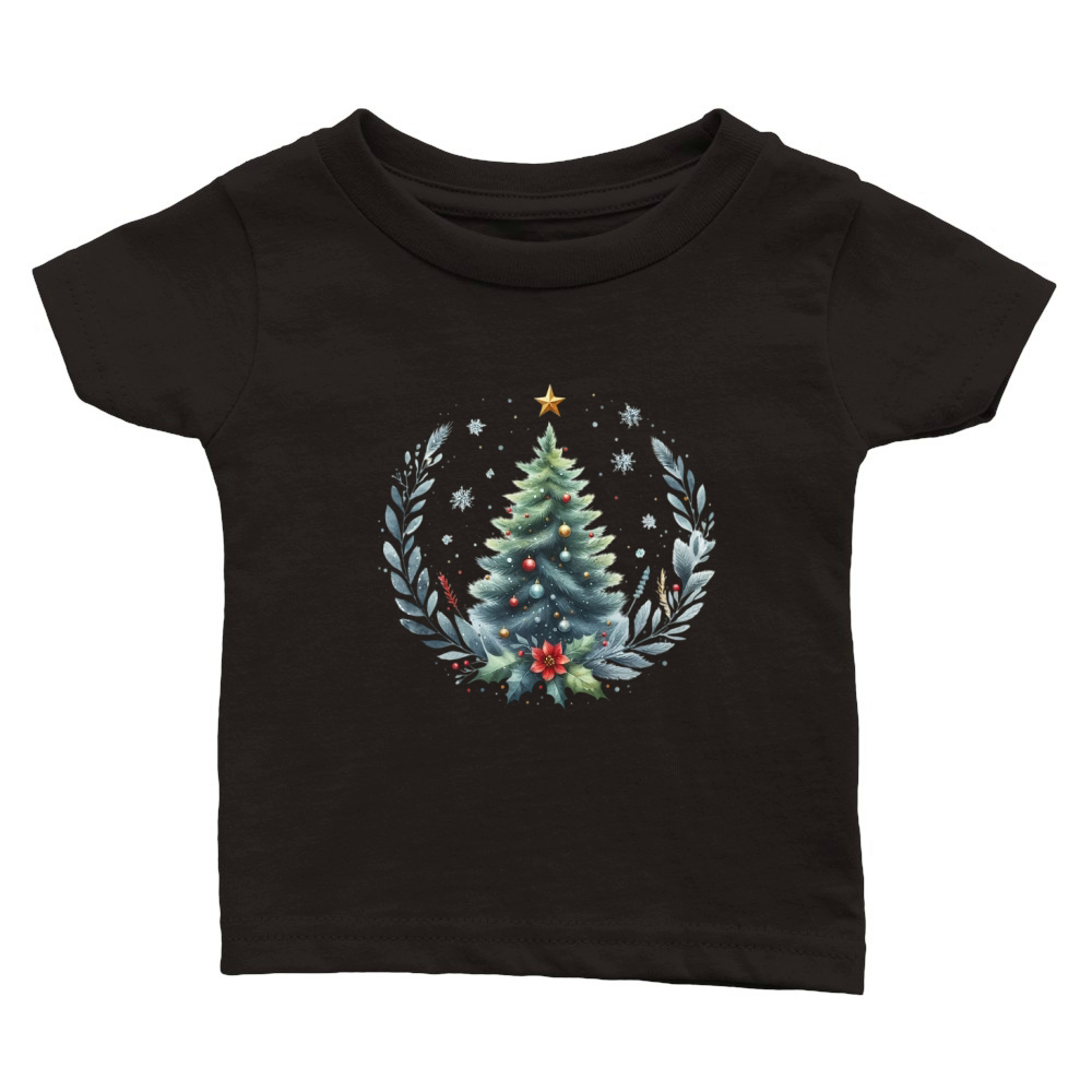 Watercolor Christmas tree Clipart Classic Baby Crewneck T-shirt