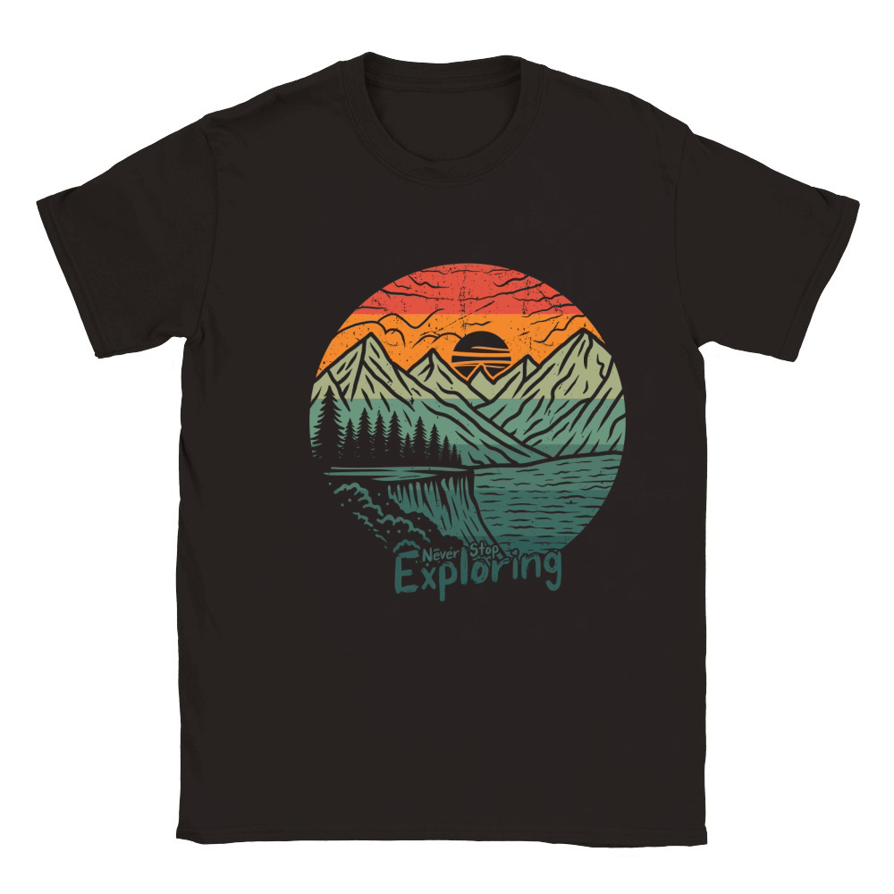 Exploring mountain adventure graphic vector art t shirt design Classic Kids Crewneck T-shirt