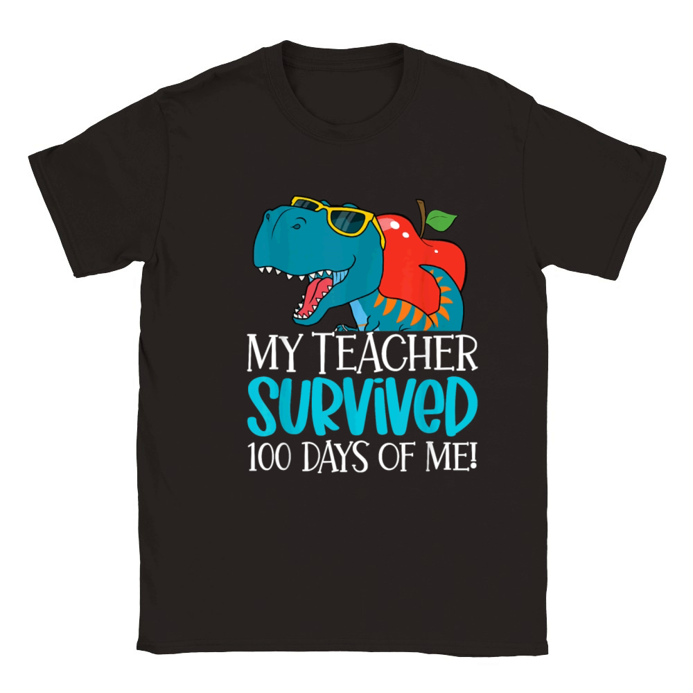 My Teacher Survived 100 Days Of Me Funny 100 Days Classic Kids Crewneck T-shirt