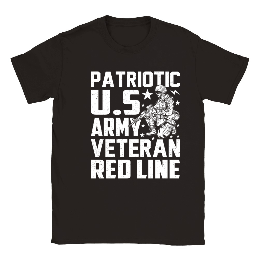 Patriotic U.S Army Veteran Red Line Classic Kids Crewneck T-shirt