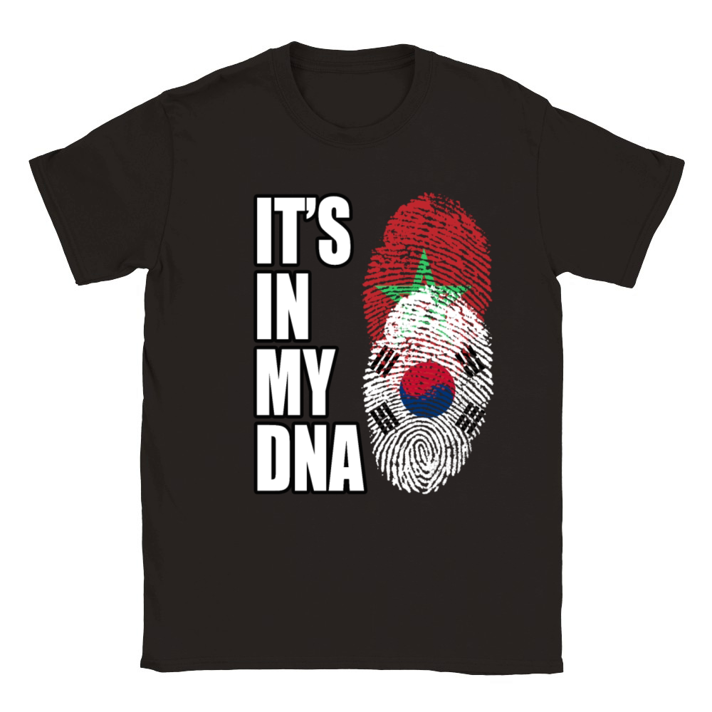 South Korean And Moroccan Mix DNA Flag Heritage Classic Kids Crewneck T-shirt