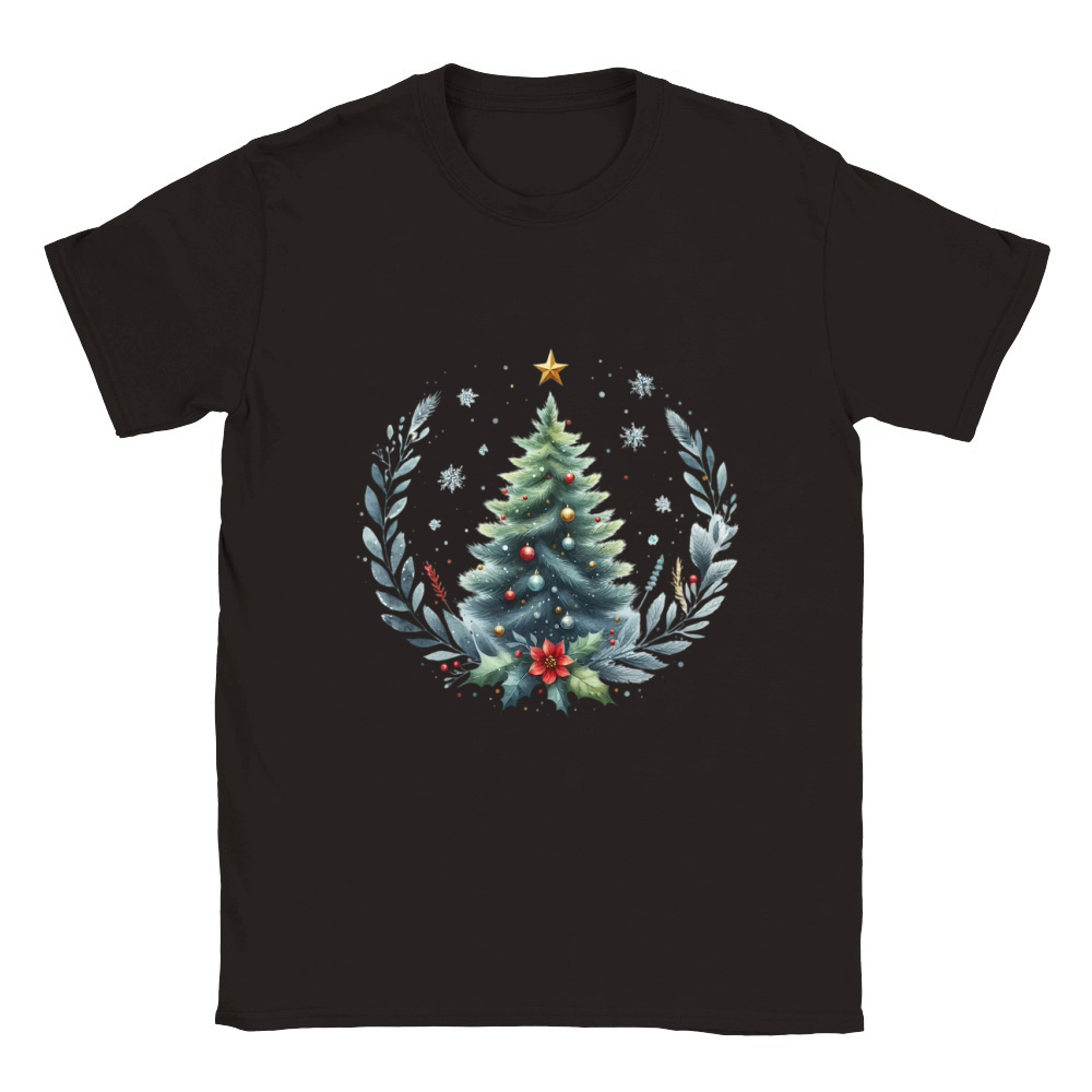 Watercolor Christmas tree Clipart Classic Kids Crewneck T-shirt