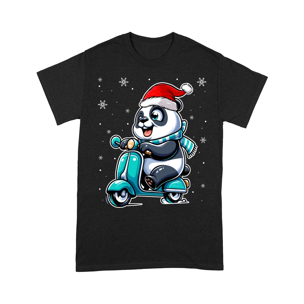 adorable panda Riding Scooter wearing santa hat 1 Comfort T-shirt