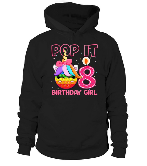 Birthday Girl Pop It 8th Birthday Unicorn Fidget Hoodie Unisex