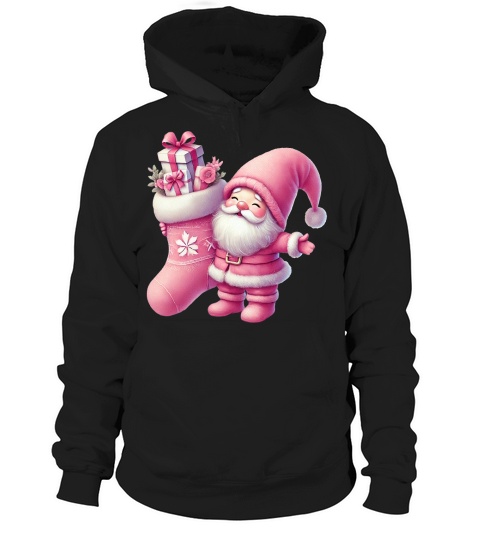 Cute Pink Christmas Coquette Gnome Hoodie Unisex