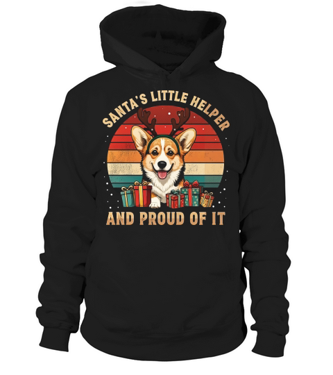 Santas Little Helper And Proud Of It Corgi Christmas Hoodie Unisex