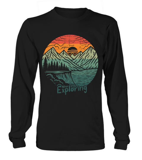 Exploring mountain adventure graphic vector art t shirt design Long sleeved Unisex