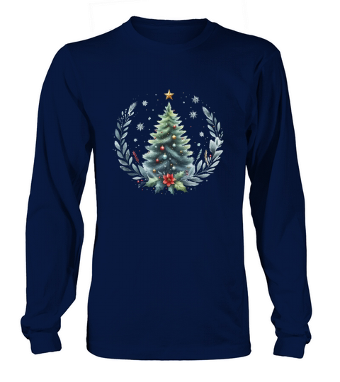 Watercolor Christmas tree Clipart Long sleeved Unisex