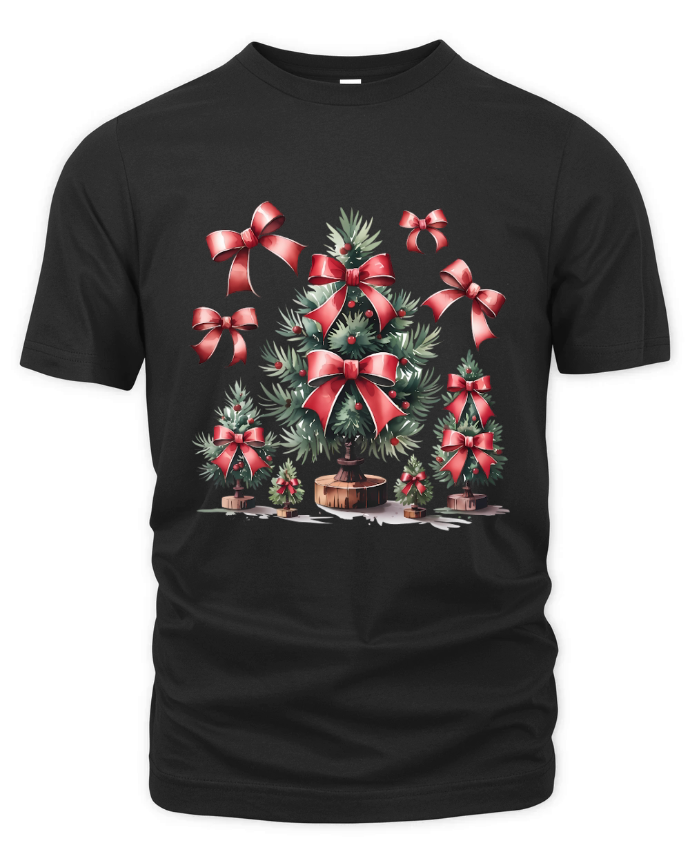Christmas Bows and Pine Vintage Organic Unisex T-shirt