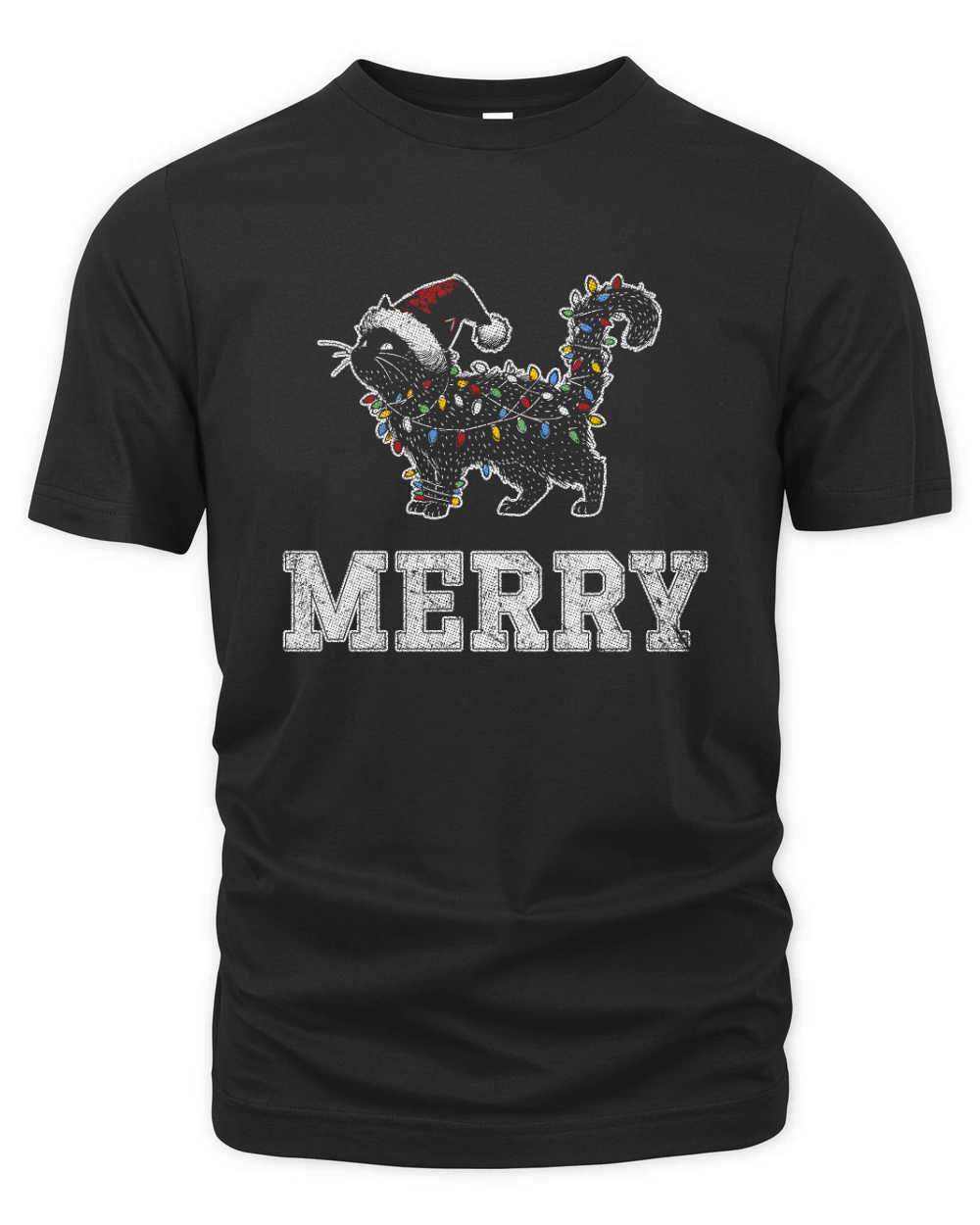 MERRY CAT WRAPPED BY CHRISTMAS LIGHTS D Color 5 GR Organic Unisex T-shirt