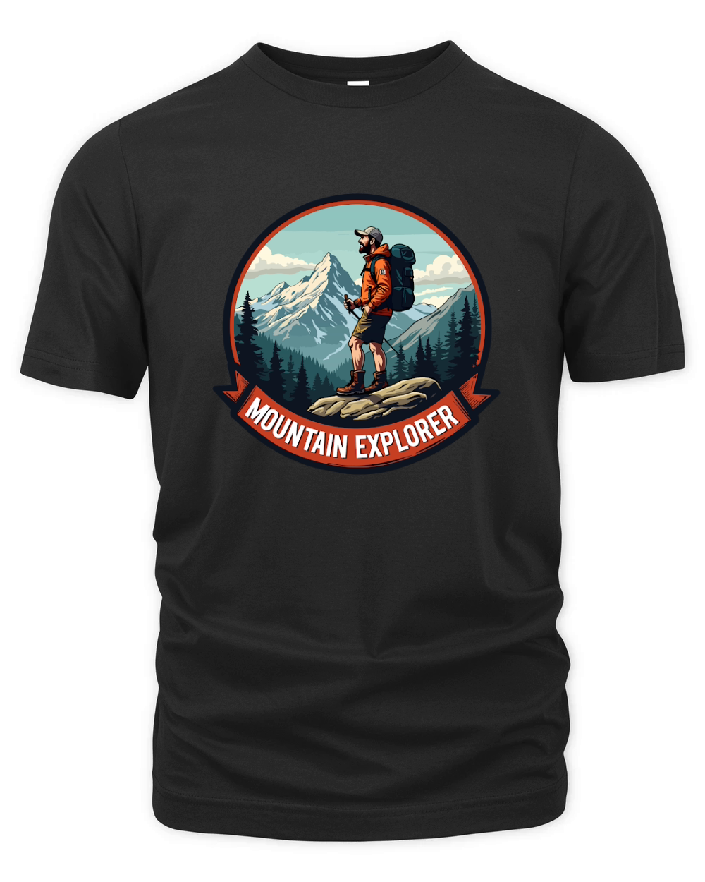 Mountain explorer hiking adventure Illus 09 Organic Unisex T-shirt