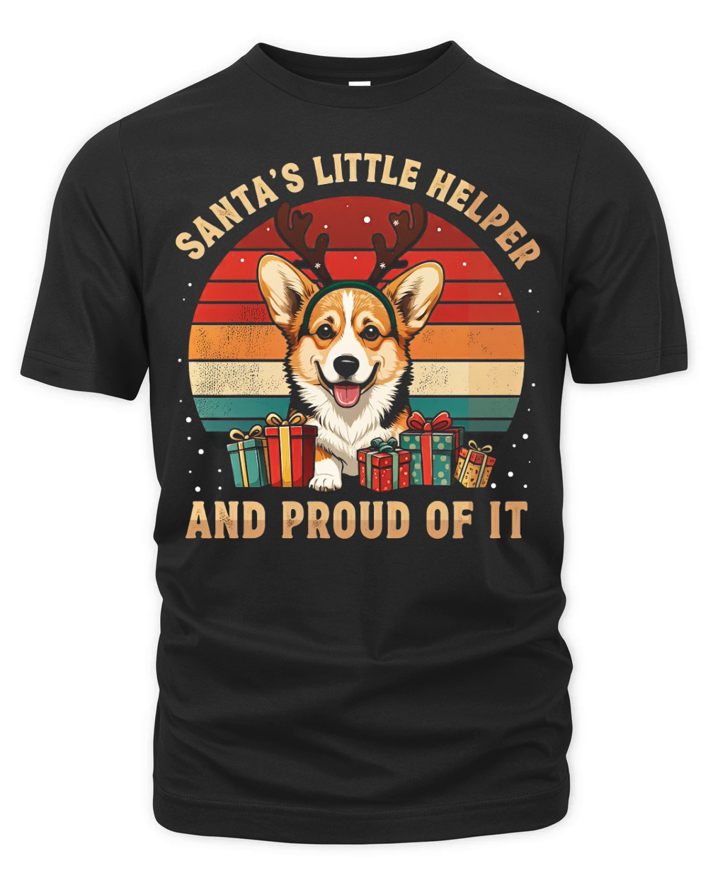 Santas Little Helper And Proud Of It Corgi Christmas Organic Unisex T-shirt